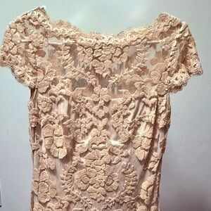 Tadashi Shoji Cream Lace Midi Dress